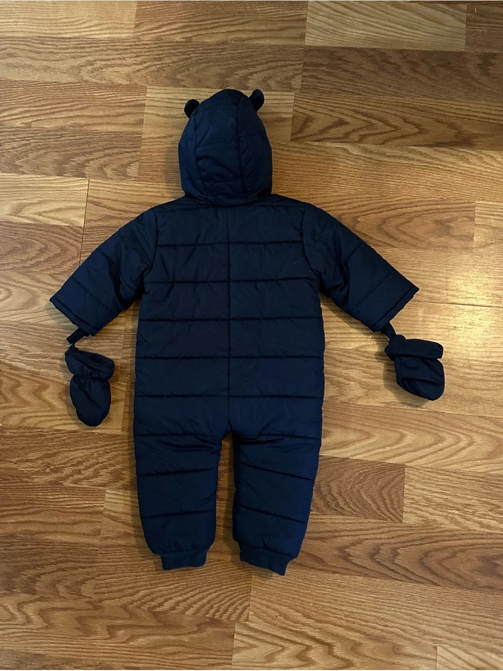 Children’s Place baby navy snowsuit with attached hood & mittens